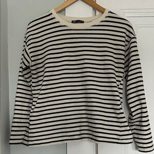 Zara Black and White Striped Top
